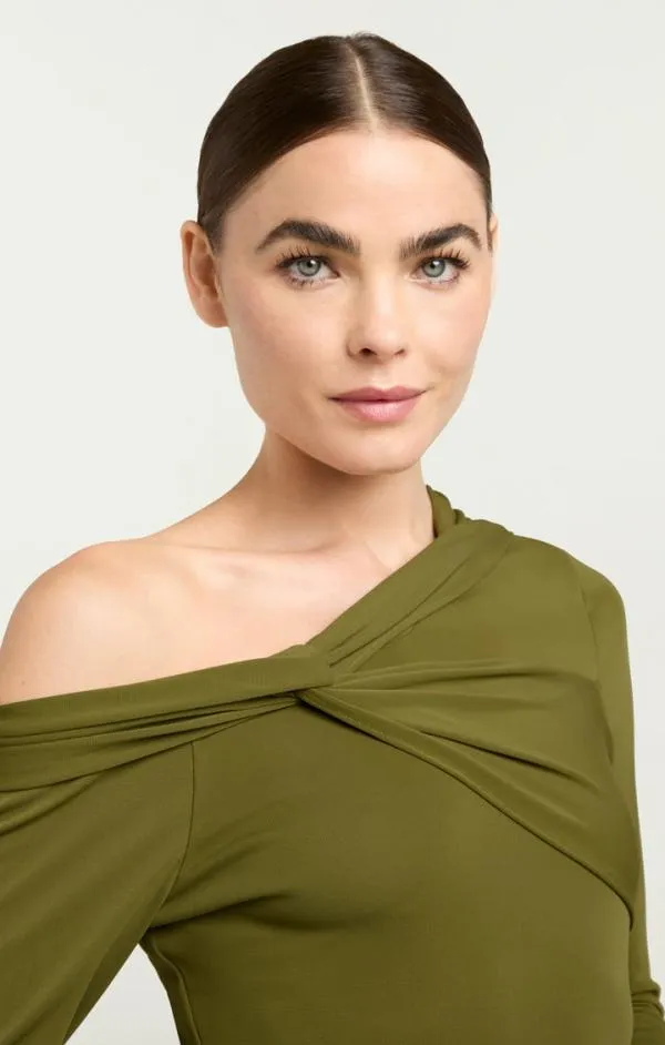 Cinq Sept Zaya Top Olive Green Women Long Sleeve Tops