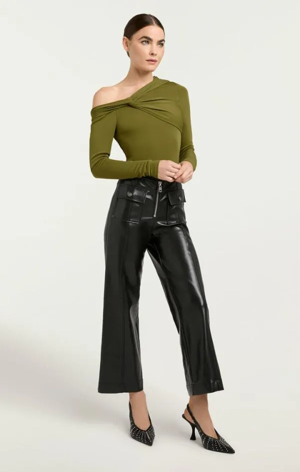 Cinq Sept Zaya Top Olive Green Women Long Sleeve Tops
