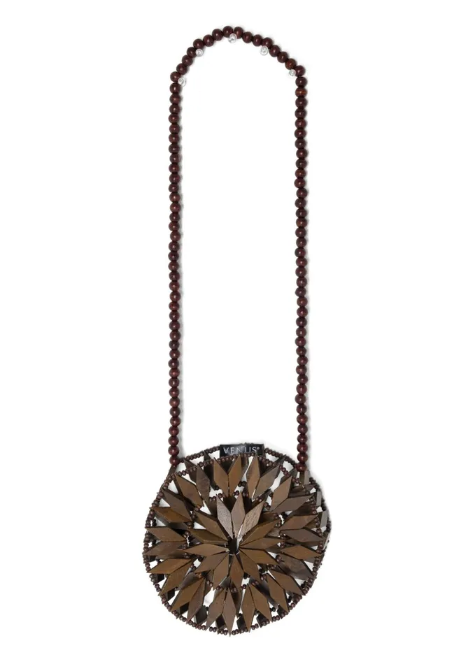 CIRCLE BASKET WOODEN BAG Brown Women VENUS Handbags