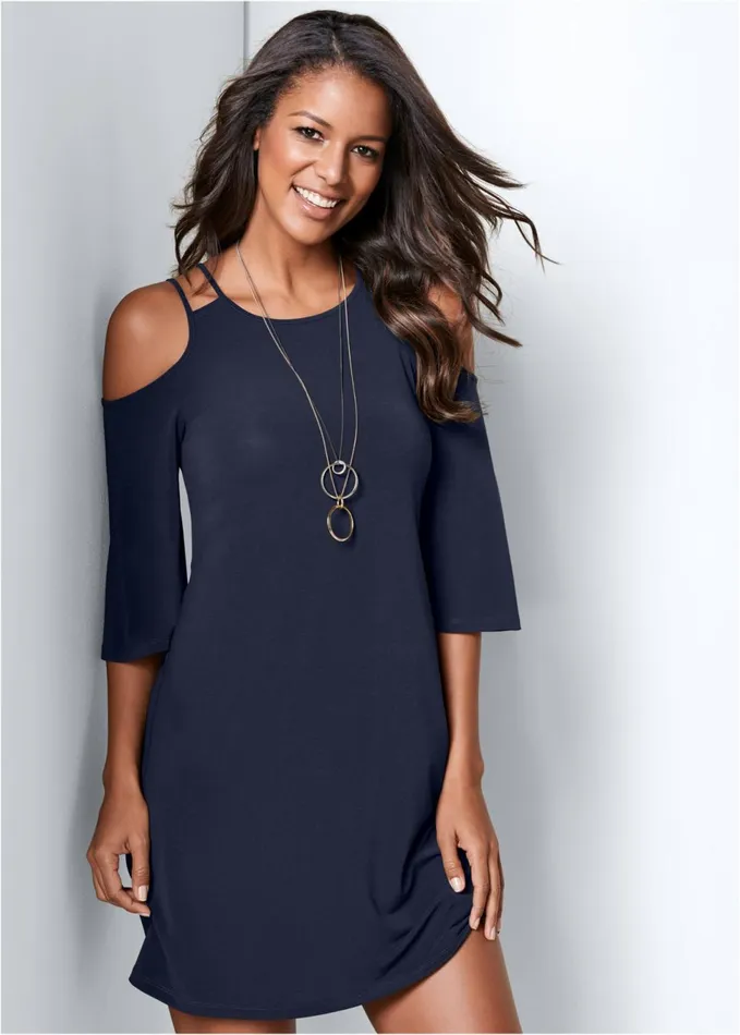 Coldshoulder Mini Dress Black Women VENUS Casual Dresses