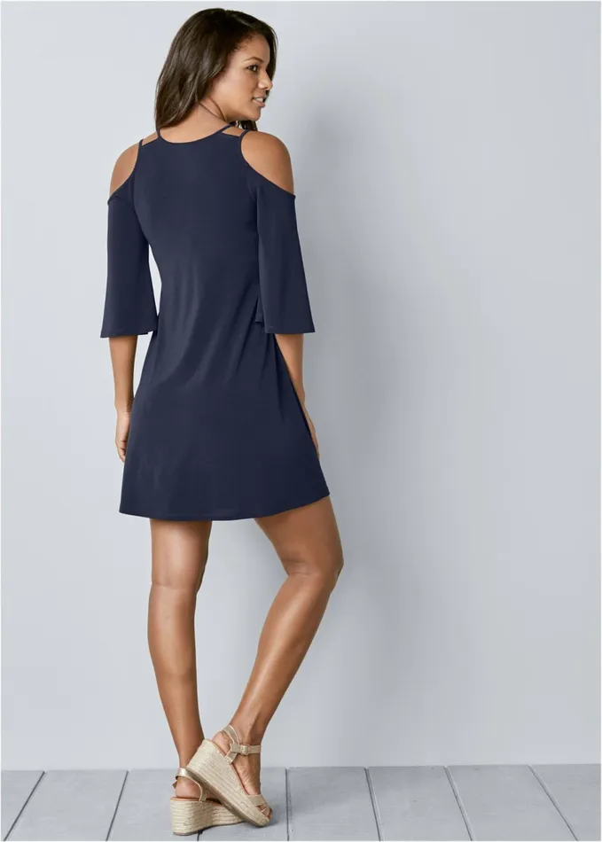 Coldshoulder Mini Dress Black Women VENUS Casual Dresses