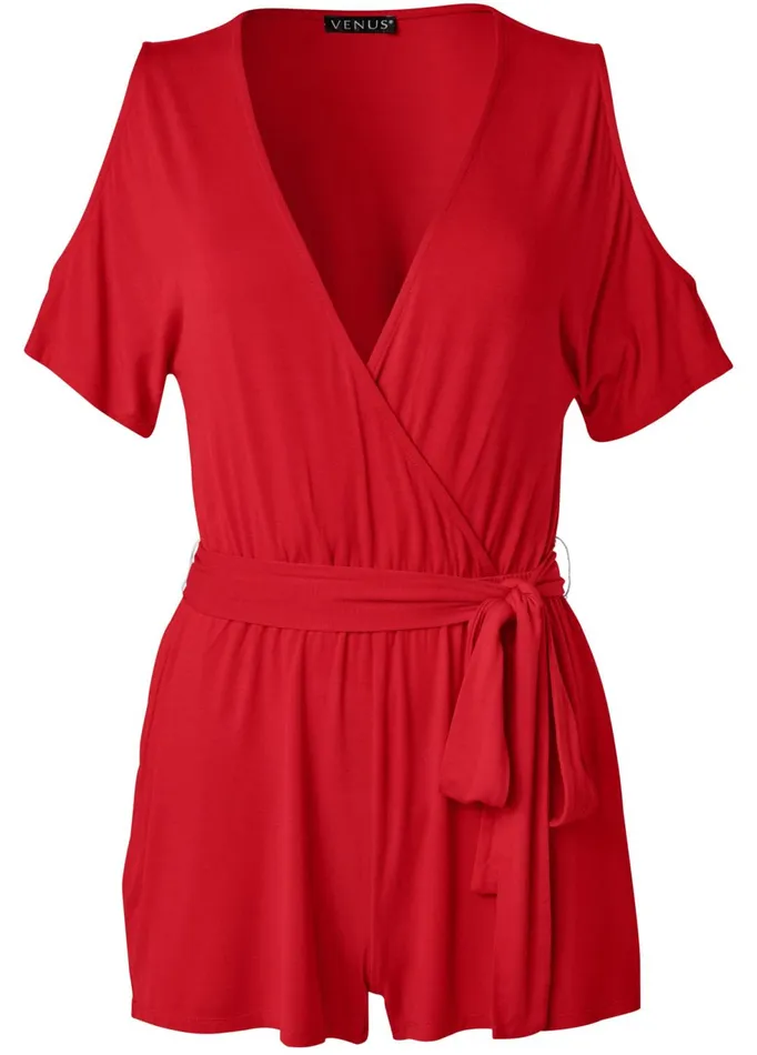 Coldshoulder Romper Red Women VENUS Casual Jumpsuits and Rompers