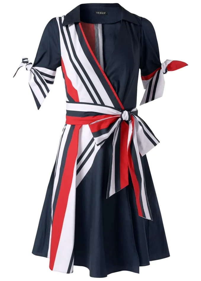 Coldshoulder Shirt Dress Navy Multi Women VENUS Sundresses