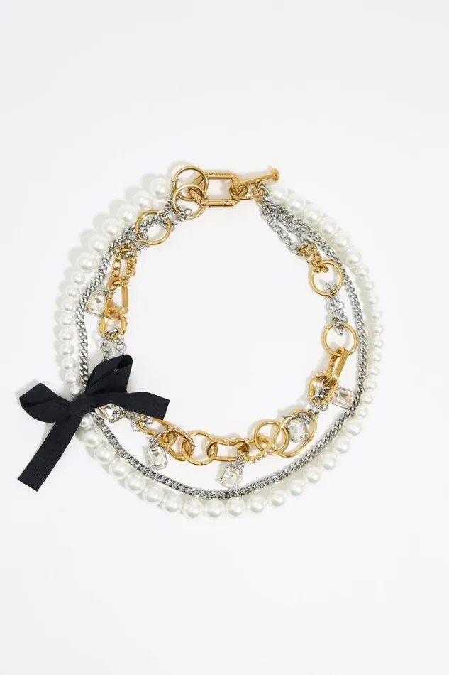 Collier Chanes Textur Et Perles Dor Multi Antique Gold Women Bimba Y Lola Jewelry