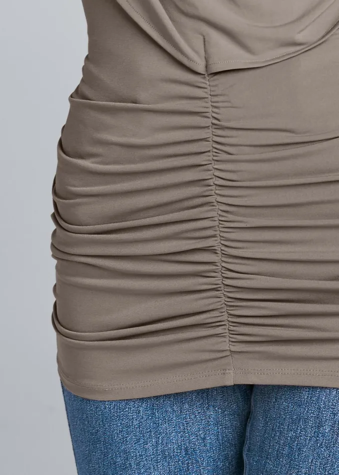 COWL NECK RUCHED TOP Dark Grey Women VENUS Night Out Tops