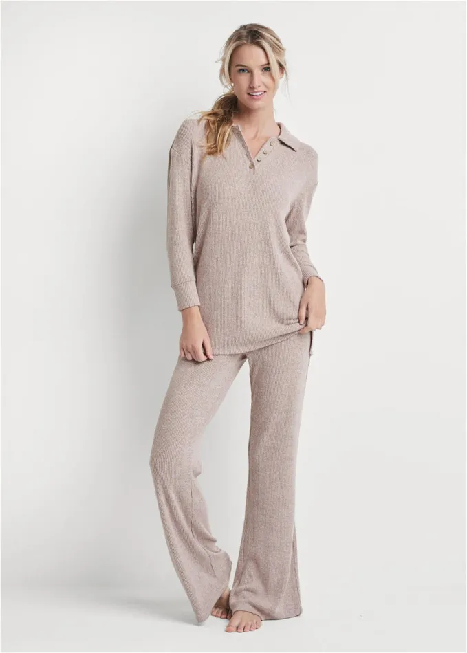 COZY BRUSHED RIB LOUNGE SET Pink Women VENUS Cozy Loungewear