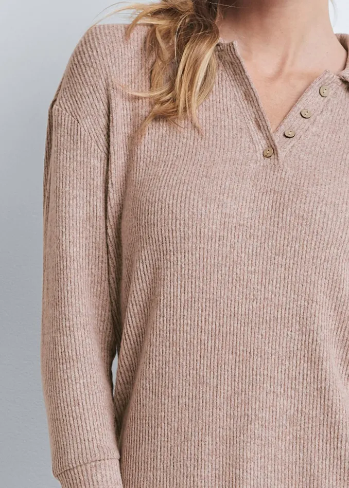 COZY BRUSHED RIB LOUNGE SET Pink Women VENUS Cozy Loungewear