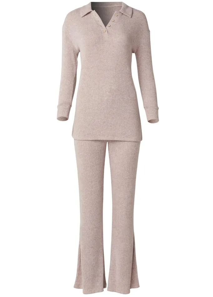 COZY BRUSHED RIB LOUNGE SET Pink Women VENUS Cozy Loungewear