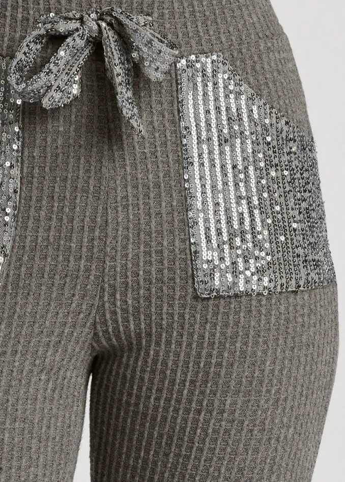 Cozy Sequin Waffle Leggings Heather Grey Women VENUS Cozy Loungewear