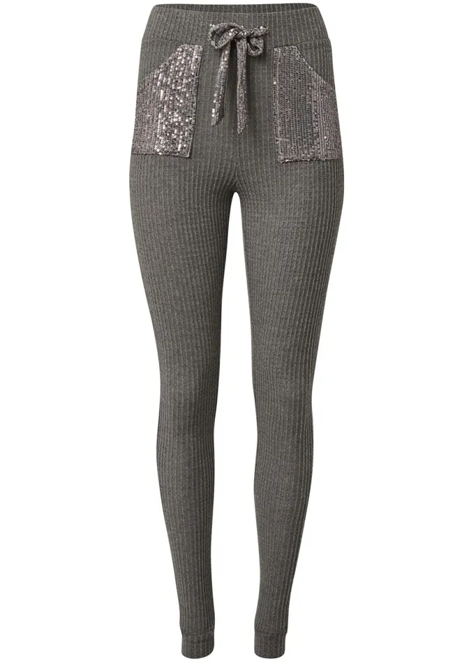 Cozy Sequin Waffle Leggings Heather Grey Women VENUS Cozy Loungewear