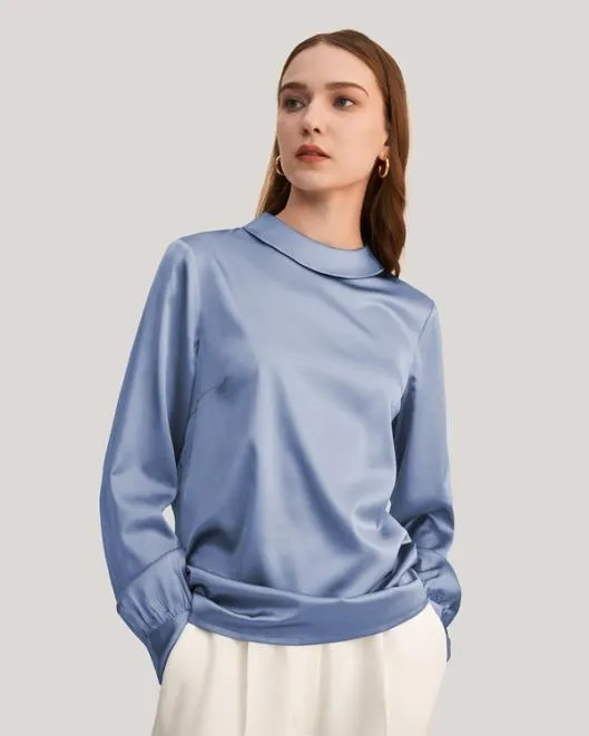 Cozy Stand Collar Long Sleeves Womens Silk Blouse Women Blouses Lilysilk Shirts