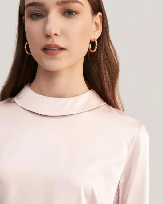 Cozy Stand Collar Long Sleeves Womens Silk Blouse Women Blouses Lilysilk Shirts