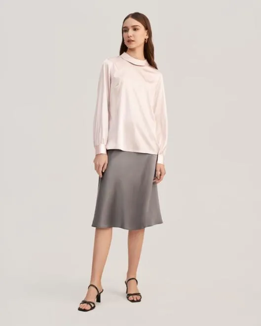 Cozy Stand Collar Long Sleeves Womens Silk Blouse Women Blouses Lilysilk Shirts