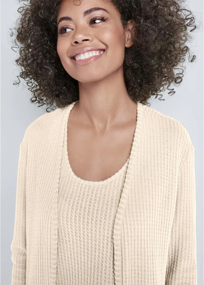 Cozy Waffle 3Piece Set Oatmeal Women VENUS Cozy Loungewear