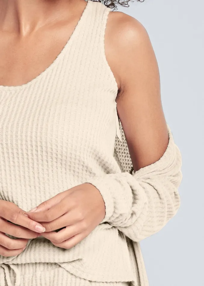 Cozy Waffle 3Piece Set Oatmeal Women VENUS Cozy Loungewear