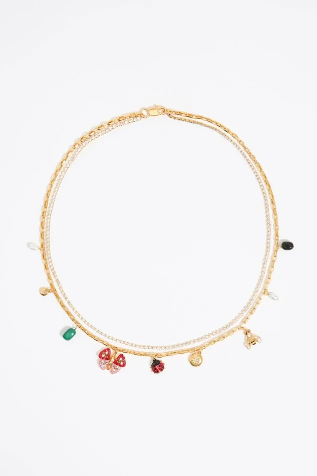 Crystal Necklace With Butterfly Ladybug And Bee Gold Women Bimba Y Lola Jewelry