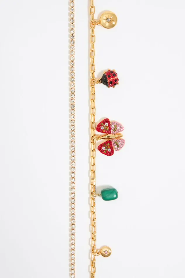Crystal Necklace With Butterfly Ladybug And Bee Gold Women Bimba Y Lola Jewelry Crystal Necklace With Butterfly Ladybug And Bee Gold Women Bimba Y Lola Jewelry