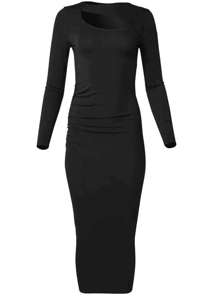 Cutout Bodycon Midi Dress Black Women VENUS Midi Dresses