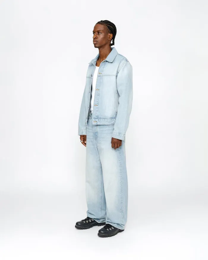 Denim MenWomen Stussy TRUCKER JACKET DENIM Light Wash