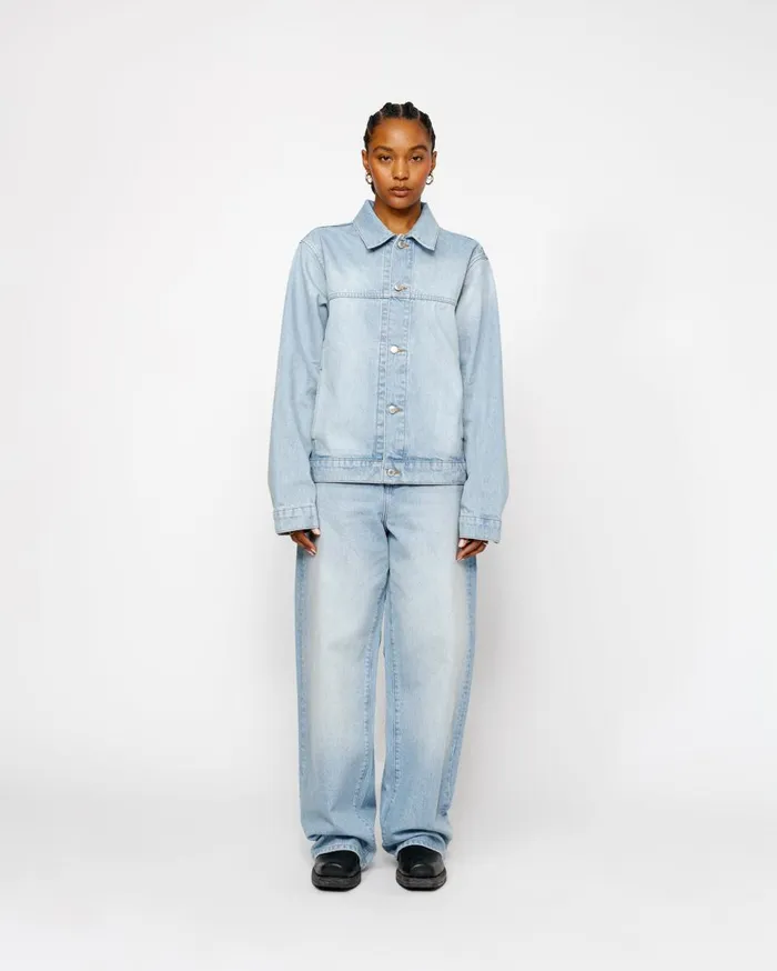 Denim MenWomen Stussy TRUCKER JACKET DENIM Light Wash