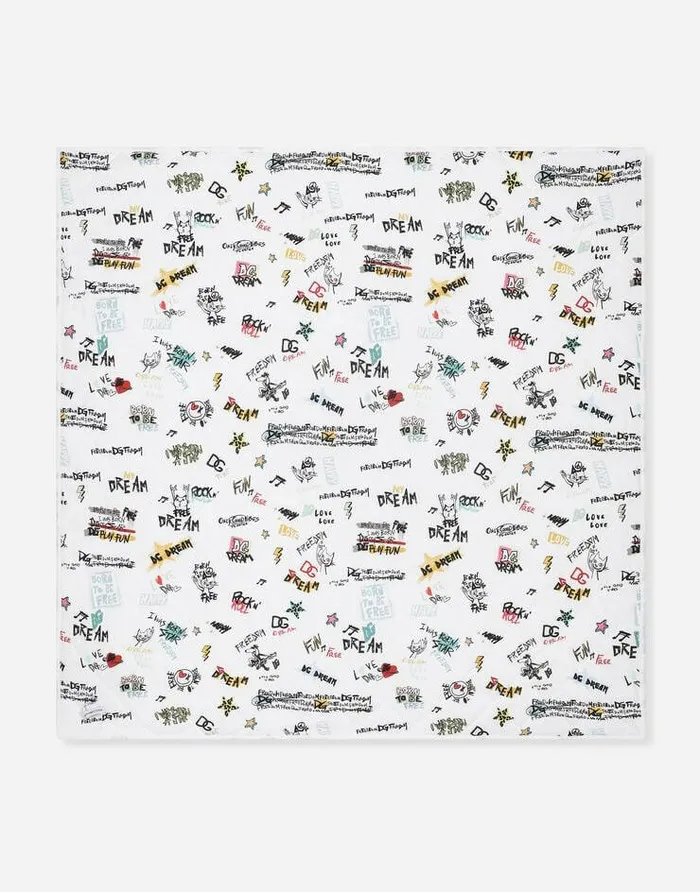 Dolce and Gabbana Accessories And Baby Carriers Children Jersey Blanket With DG Rock Print Multicolor Dolce and Gabbana Accessories And Baby Carriers Children Jersey Blanket With DG Rock Print Multicolor