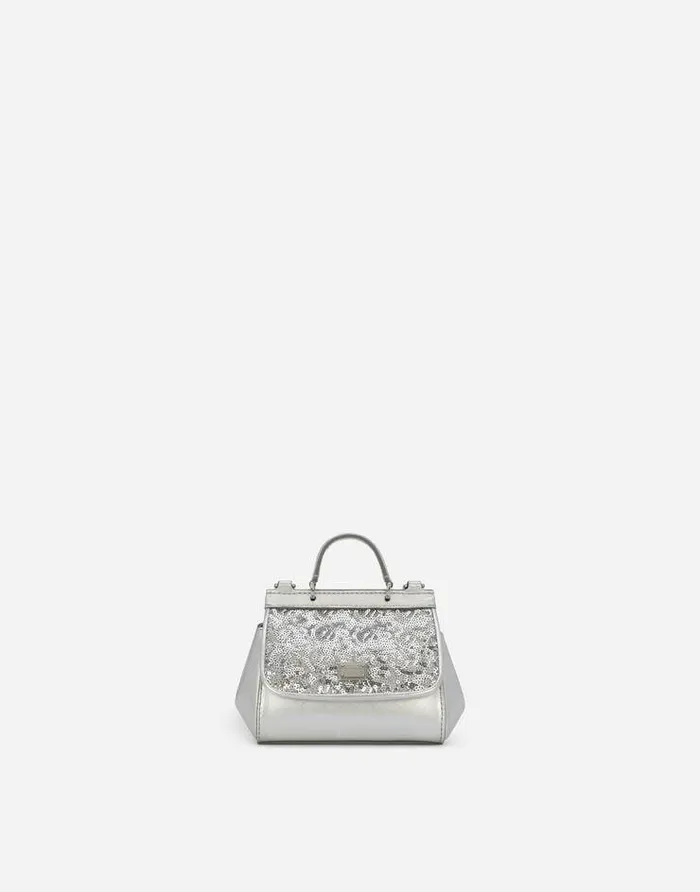 Dolce and Gabbana Accessories Children Foiled Nappa Leather Mini Sicily Bag Silver Dolce and Gabbana Accessories Children Foiled Nappa Leather Mini Sicily Bag Silver