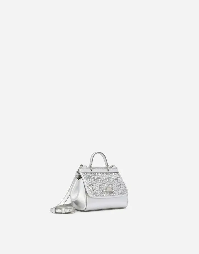 Dolce and Gabbana Accessories Children Foiled Nappa Leather Mini Sicily Bag Silver Dolce and Gabbana Accessories Children Foiled Nappa Leather Mini Sicily Bag Silver