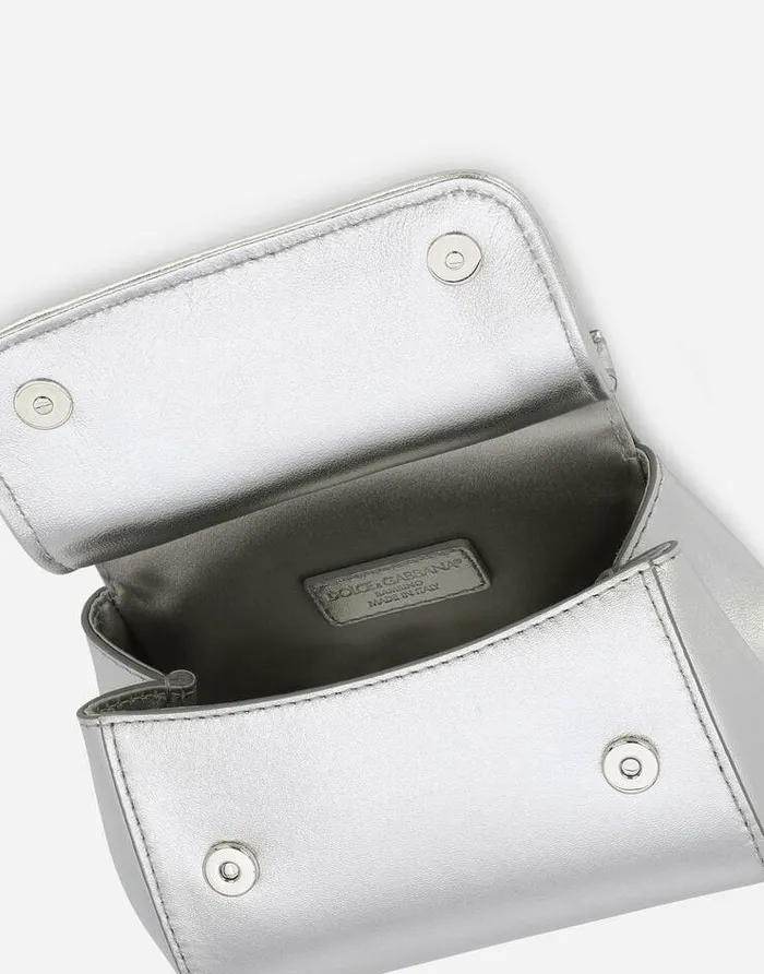 Dolce and Gabbana Accessories Children Foiled Nappa Leather Mini Sicily Bag Silver Dolce and Gabbana Accessories Children Foiled Nappa Leather Mini Sicily Bag Silver