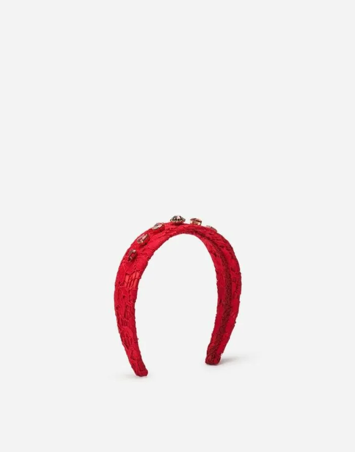 Dolce and Gabbana Accessories Children Headband With Jewellery Application Red