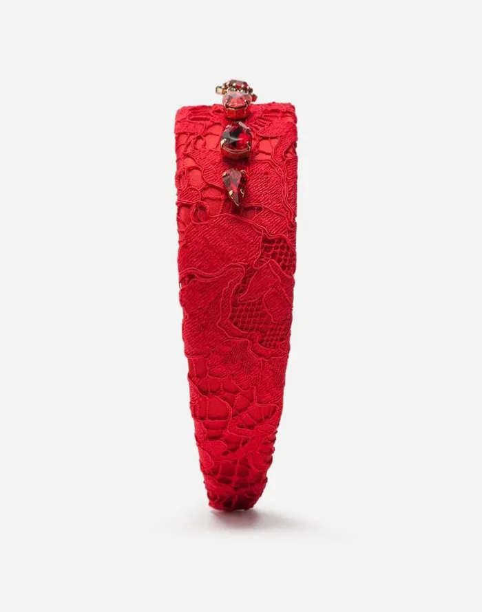 Dolce and Gabbana Accessories Children Headband With Jewellery Application Red Dolce and Gabbana Accessories Children Headband With Jewellery Application Red
