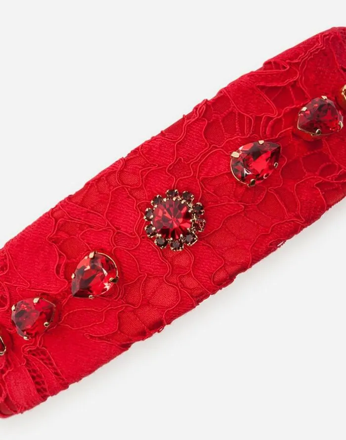 Dolce and Gabbana Accessories Children Headband With Jewellery Application Red Dolce and Gabbana Accessories Children Headband With Jewellery Application Red