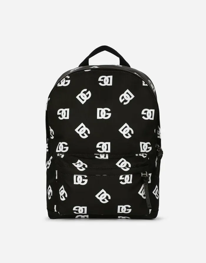 Dolce and Gabbana Accessories Children Nylon Backpack With Allover DG Logo Print Multicolor Dolce and Gabbana Accessories Children Nylon Backpack With Allover DG Logo Print Multicolor