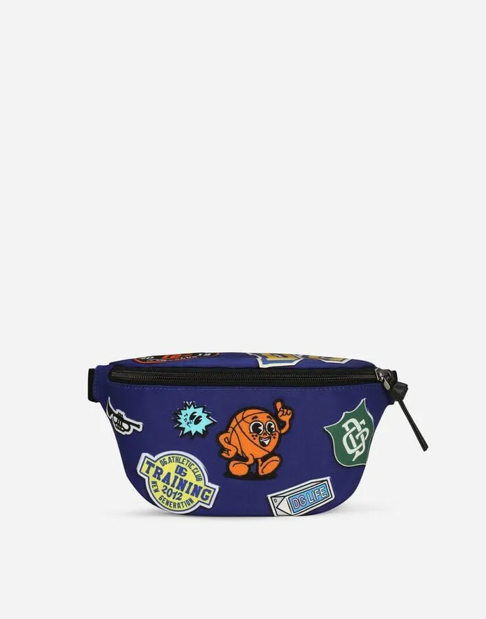 Dolce and Gabbana Accessories Children Printed Nylon Belt Bag Blue