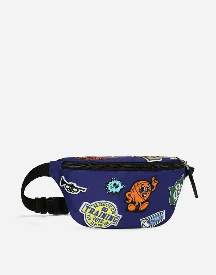 Dolce and Gabbana Accessories Children Printed Nylon Belt Bag Blue Dolce and Gabbana Accessories Children Printed Nylon Belt Bag Blue