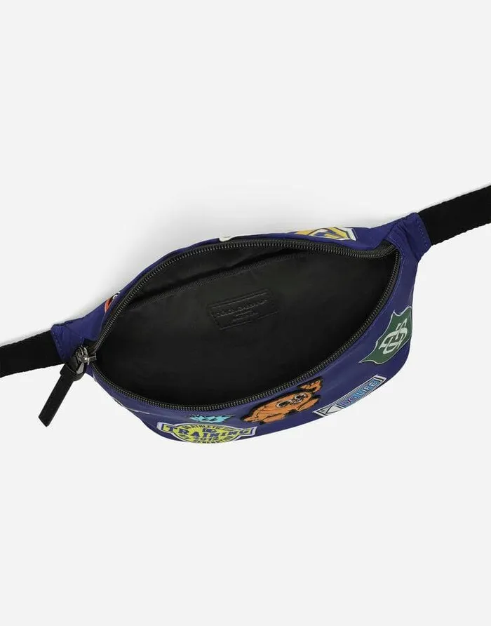 Dolce and Gabbana Accessories Children Printed Nylon Belt Bag Blue Dolce and Gabbana Accessories Children Printed Nylon Belt Bag Blue