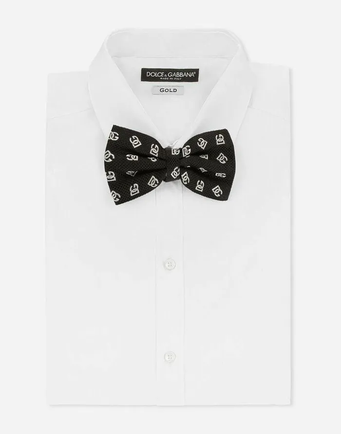 Dolce and Gabbana Accessories Children Silk Jacquard Bow Tie With DG Logo Multicolor Dolce and Gabbana Accessories Children Silk Jacquard Bow Tie With DG Logo Multicolor