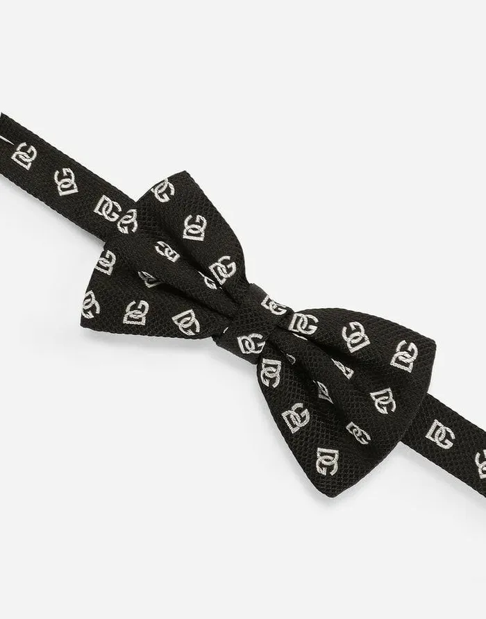 Dolce and Gabbana Accessories Children Silk Jacquard Bow Tie With DG Logo Multicolor Dolce and Gabbana Accessories Children Silk Jacquard Bow Tie With DG Logo Multicolor