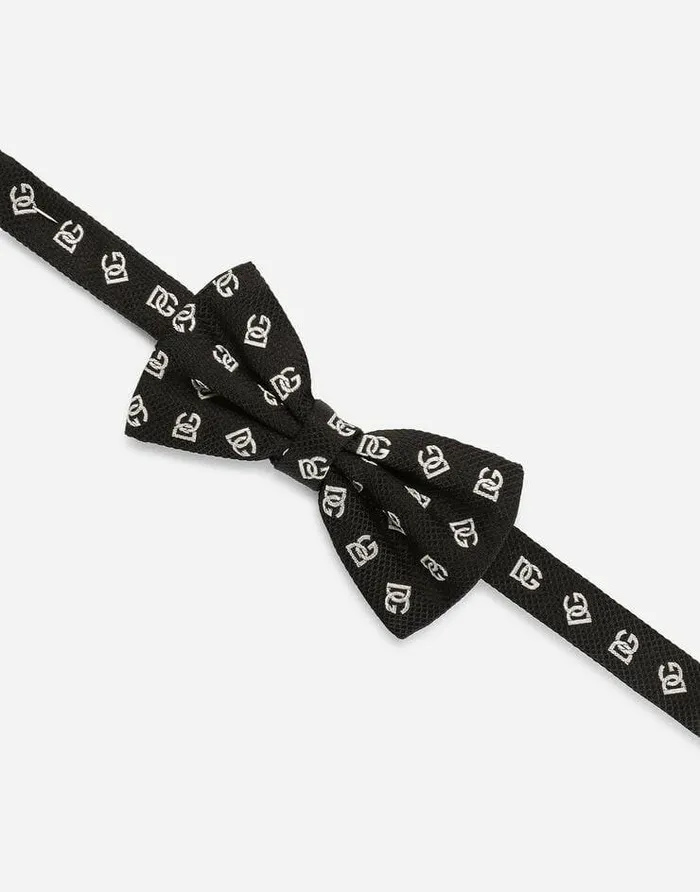 Dolce and Gabbana Accessories Children Silk Jacquard Bow Tie With DG Logo Multicolor Dolce and Gabbana Accessories Children Silk Jacquard Bow Tie With DG Logo Multicolor