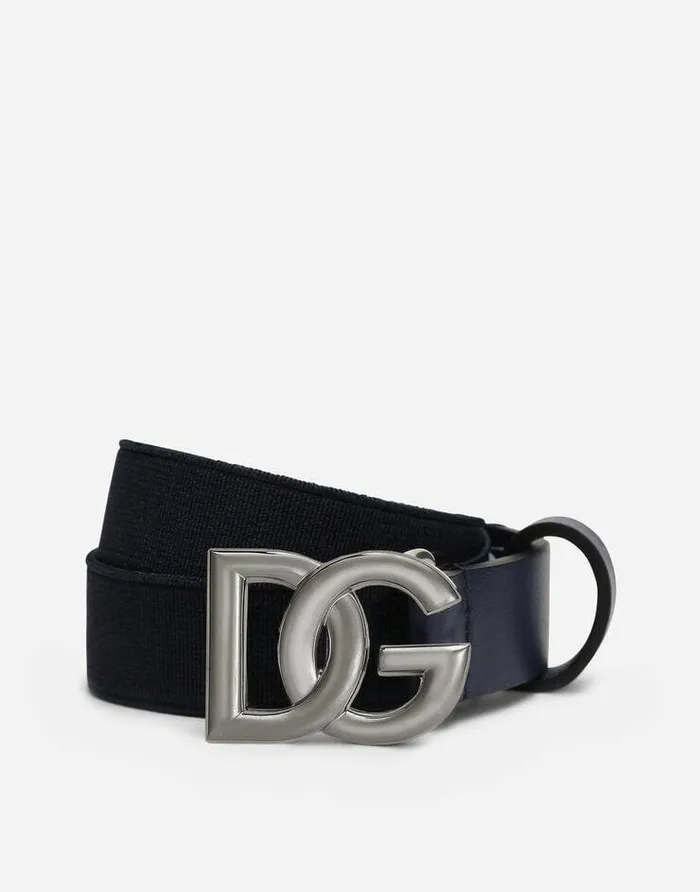 Dolce and Gabbana Accessories Children Stretch Belt With DG Logo Blue