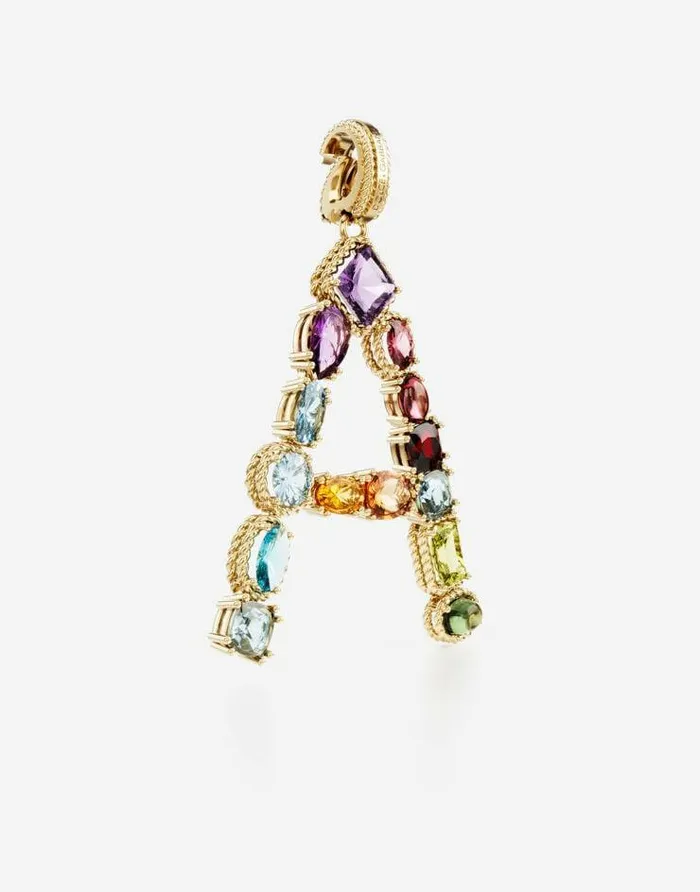 Dolce and Gabbana Alphabet Collection Women Rainbow Alphabet A 18 Kt Yellow Gold Charm With Multicolor Fine Gems Gold Dolce and Gabbana Alphabet Collection Women Rainbow Alphabet A 18 Kt Yellow Gold Charm With Multicolor Fine Gems Gold