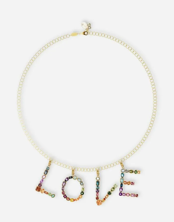 Dolce and Gabbana Alphabet Collection Women Rainbow Alphabet A 18 Kt Yellow Gold Charm With Multicolor Fine Gems Gold Dolce and Gabbana Alphabet Collection Women Rainbow Alphabet A 18 Kt Yellow Gold Charm With Multicolor Fine Gems Gold