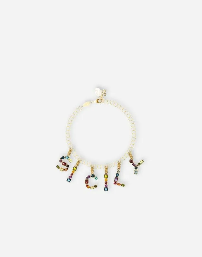 Dolce and Gabbana Alphabet Collection Women Rainbow Alphabet A 18 Kt Yellow Gold Charm With Multicolor Fine Gems Gold Dolce and Gabbana Alphabet Collection Women Rainbow Alphabet A 18 Kt Yellow Gold Charm With Multicolor Fine Gems Gold