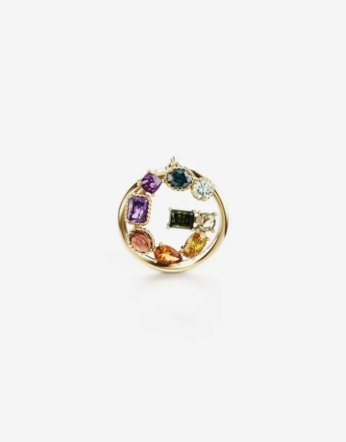 Dolce and Gabbana Alphabet Collection Women Rainbow Alphabet G Ring In Yellow Gold With Multicolor Fine Gems Gold Dolce and Gabbana Alphabet Collection Women Rainbow Alphabet G Ring In Yellow Gold With Multicolor Fine Gems Gold