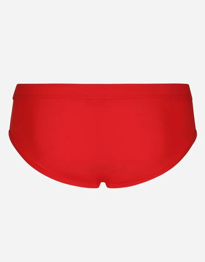 Dolce and Gabbana Beachwear Men Swim Briefs With Highcut Leg And Branded Tag Bordeaux Dolce and Gabbana Beachwear Men Swim Briefs With Highcut Leg And Branded Tag Bordeaux