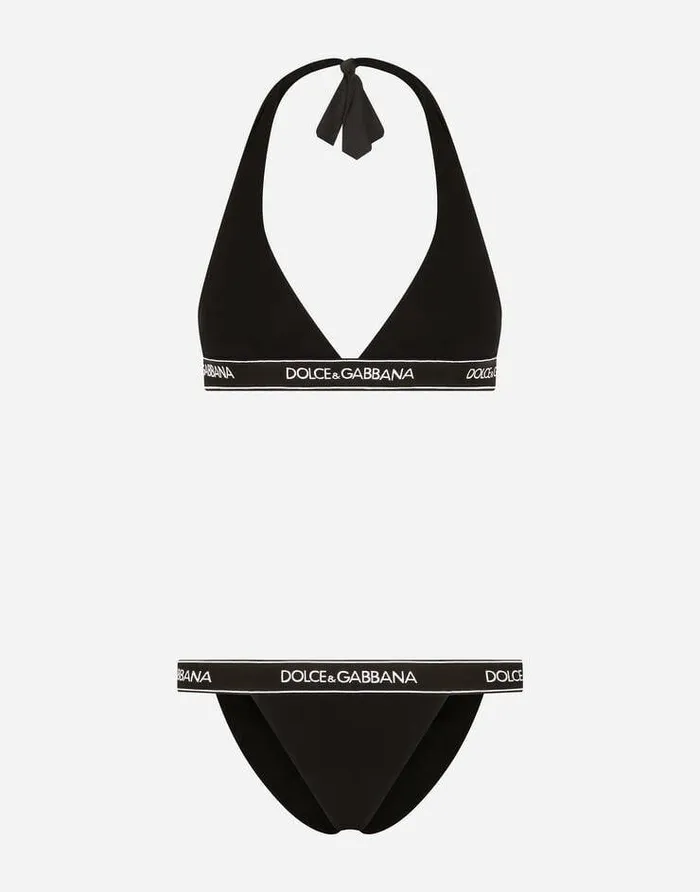 Dolce and Gabbana Beachwear Women Bikini With Branded Elastic Black
