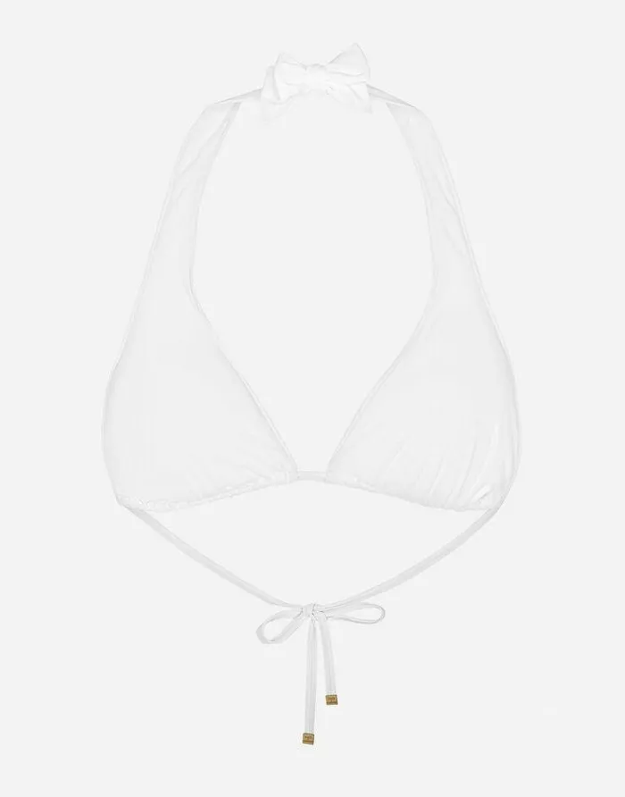 Dolce and Gabbana Beachwear Women Padded Triangle Bikini Top White Dolce and Gabbana Beachwear Women Padded Triangle Bikini Top White