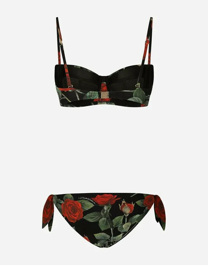 Dolce and Gabbana Beachwear Women Tie Bikini Bottoms With Rose Print Multicolor Dolce and Gabbana Beachwear Women Tie Bikini Bottoms With Rose Print Multicolor
