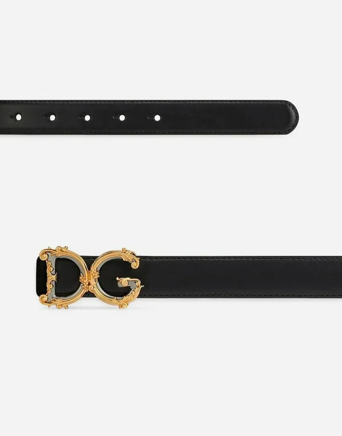 Dolce and Gabbana Belts Women Calfskin Belt With Logo Black Dolce and Gabbana Belts Women Calfskin Belt With Logo Black
