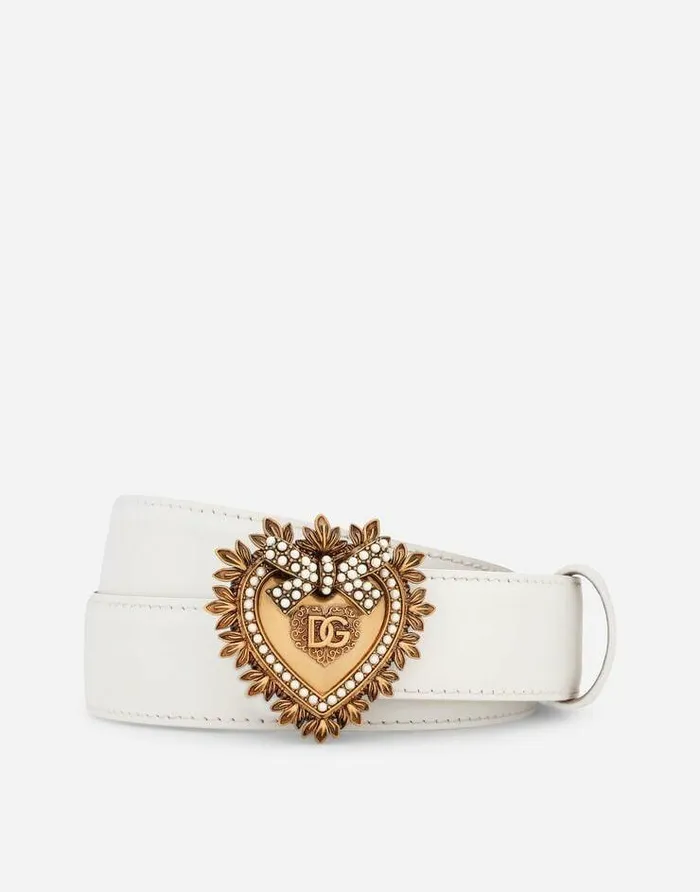 Dolce and Gabbana Belts Women Leather Devotion Belt White