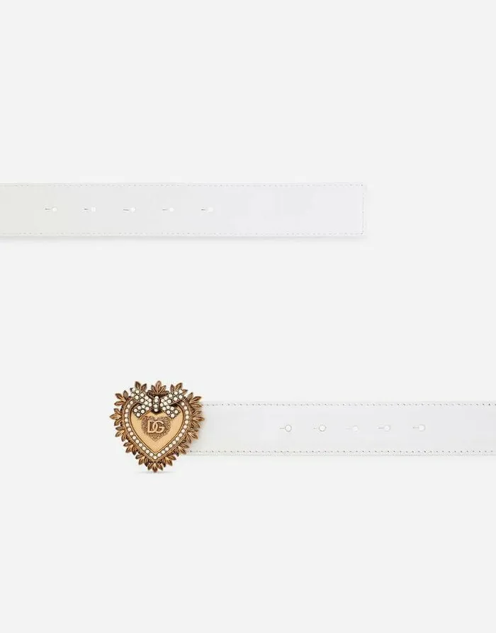 Dolce and Gabbana Belts Women Leather Devotion Belt White Dolce and Gabbana Belts Women Leather Devotion Belt White